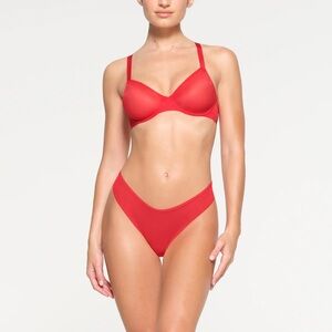 NWT SKIMS Unlined Demi Bra, 32C, Red